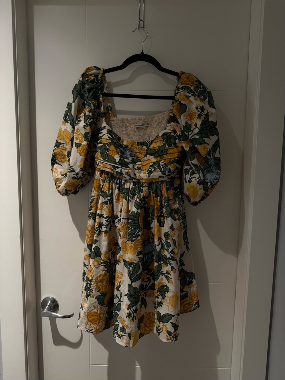 Abercrombie & Fitch Yellow Floral Smocked Mini Dress